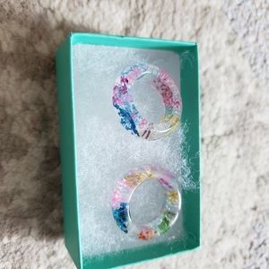 Dried Flowers & Glass Beads Resin Ring